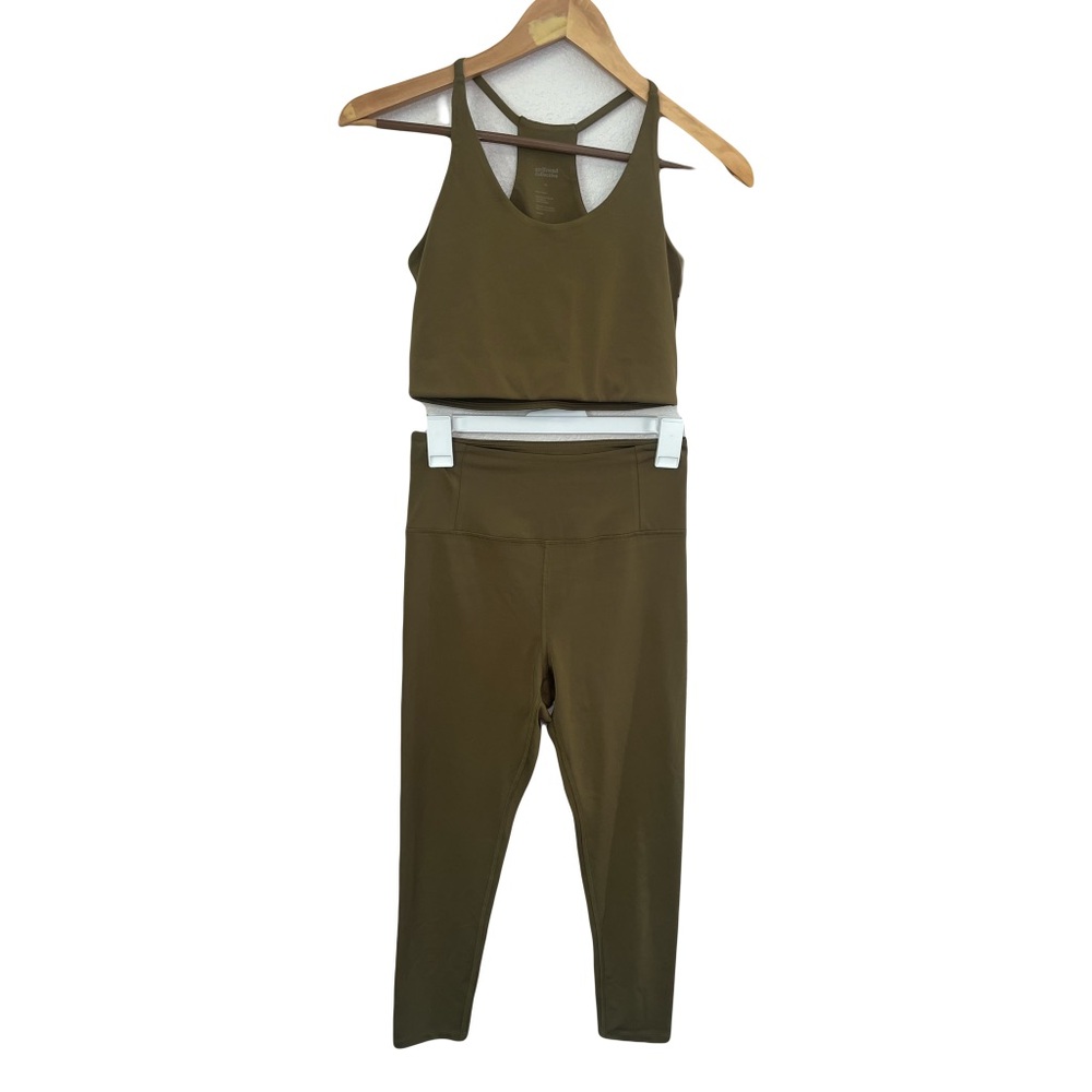 Girlfriend Collective HIGH RISE SEAMLESS LEGGING and Bra Set - FERN Olive Medium